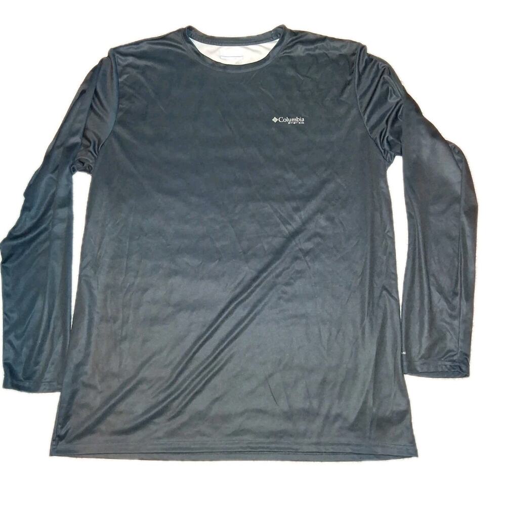 Columbia PFG Terminal Tackle Long Sleeve Shirt Fish Flag Graphic Mens XL Black